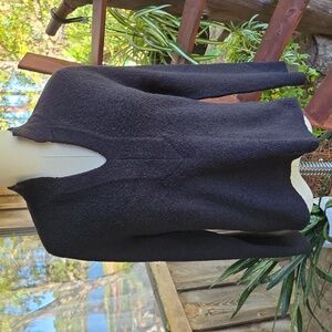 Sigrid Olsen black boucle knit wool blend fitted sweater